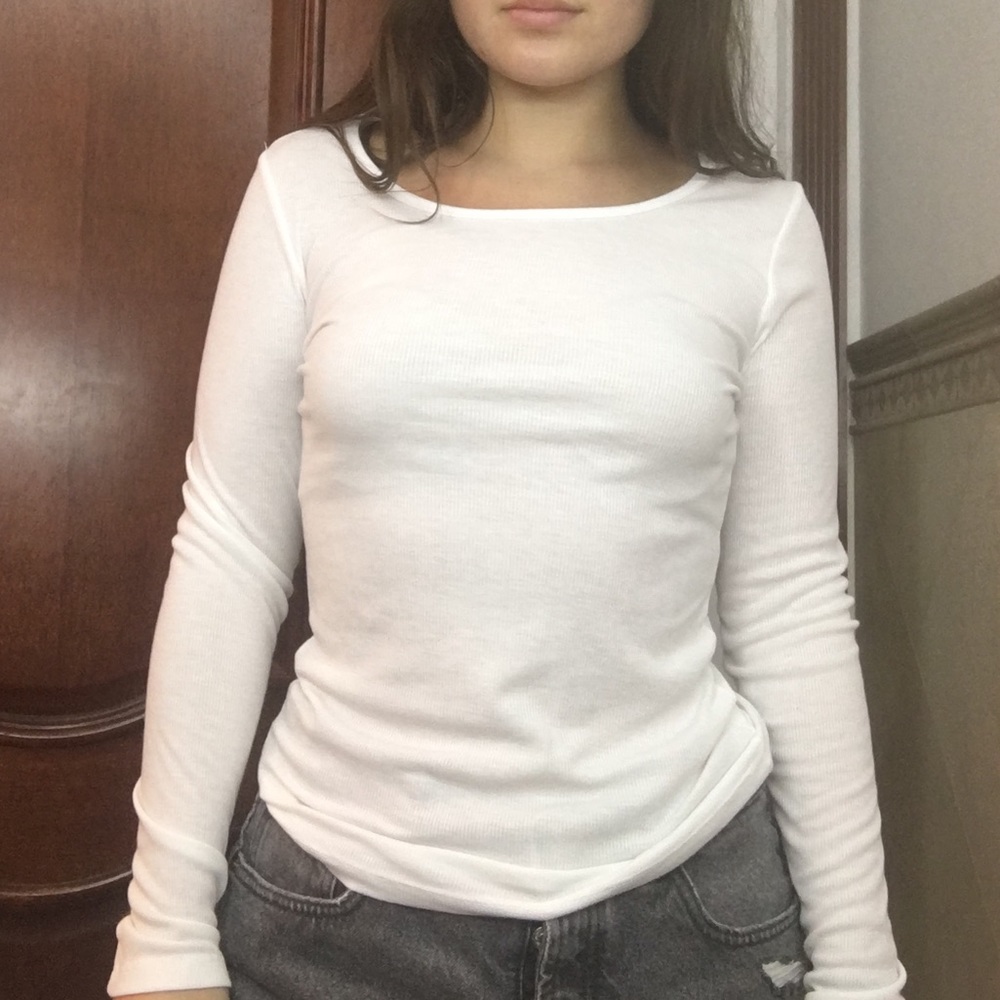 white long sleeve top